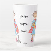 Mother's Day Super Mom カフェラテマグ (正面)