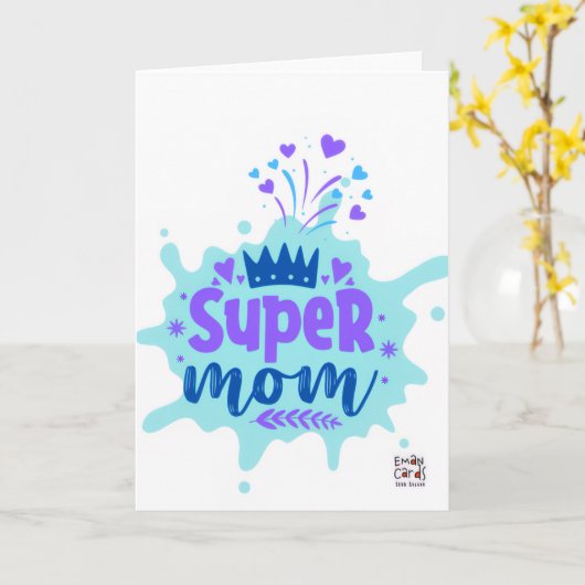 Mother's Day - Super  Mom カード (黄色い花)