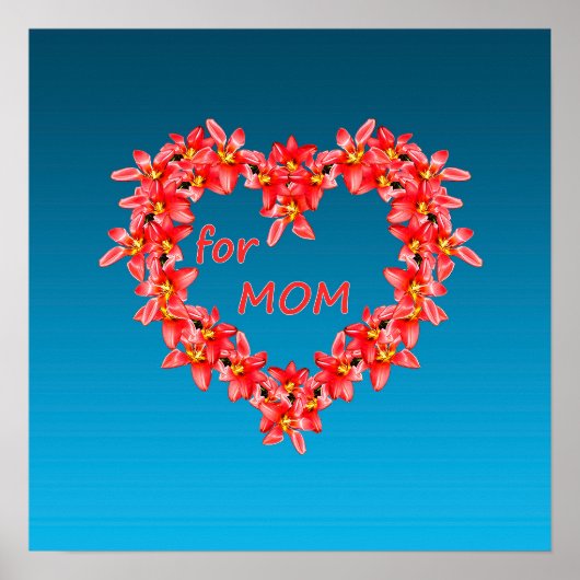 Mother's Day - Tulip Heart for MOM - Blue |  ポスター (正面)