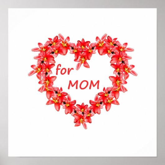 Mother's Day - Tulip Heart for MOM - Illustration| ポスター (正面)