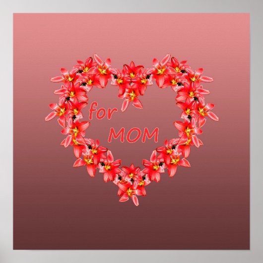 Mother's Day - Tulip Heart for MOM - Rose |  ポスター (正面)