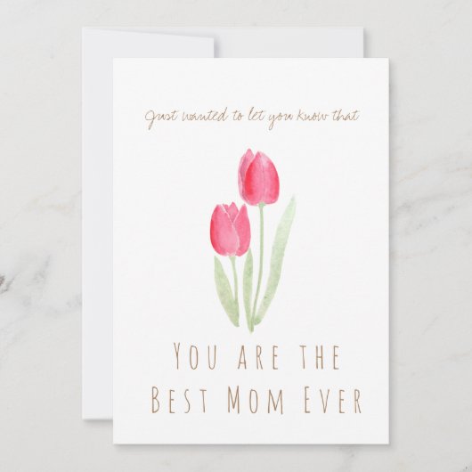 mother's day watercolor red tulips flowers card 招待状 (正面)