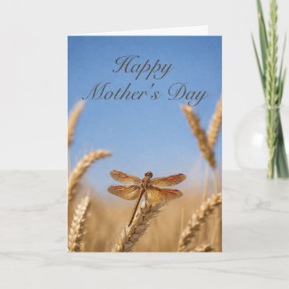 Mothers Day Wheat Golden Dragonfly Card カード