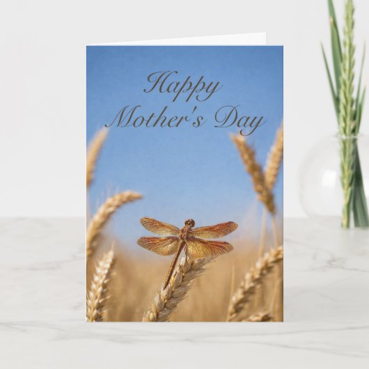 Mothers Day Wheat Golden Dragonfly Card カード (正面)