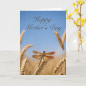 Mothers Day Wheat Golden Dragonfly Card カード (黄色い花)