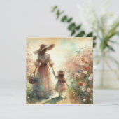 Mother's Day Woman and Child in Field of Flowers カード (スタンド正面)