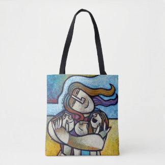 Mothers Hug Contemporary Cubist Artistic Tote Bag トートバッグ