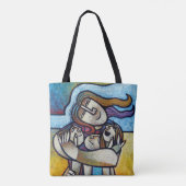 Mothers Hug Contemporary Cubist Artistic Tote Bag トートバッグ (裏面)