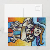 Mothers Hug - Contemporary Cubist Fine Art Postcar ポストカード (正面/裏面)