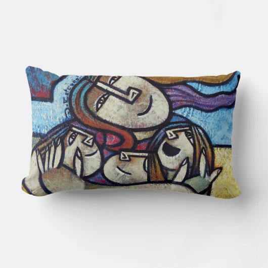 Mothers Hug - Contemporary Cubist Lumbar Pillow ランバークッション (正面)