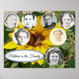 Mothers in the Family Photo Sunflower and Bee ポスター
