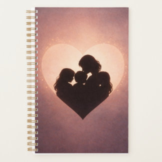 Mother's Love – Mom of 3 Children Heart Silhoue プランナー手帳