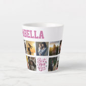 Mothers Photo Collage Script 最高の Mom Ever カフェラテマグ (正面)