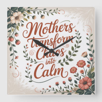 Mothers Transform Chaos Into Calm スクエア壁時計
