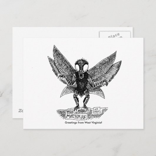 MOTHMAN、ウェストバージニアからのご挨拶! ポストカード (正面/裏面)