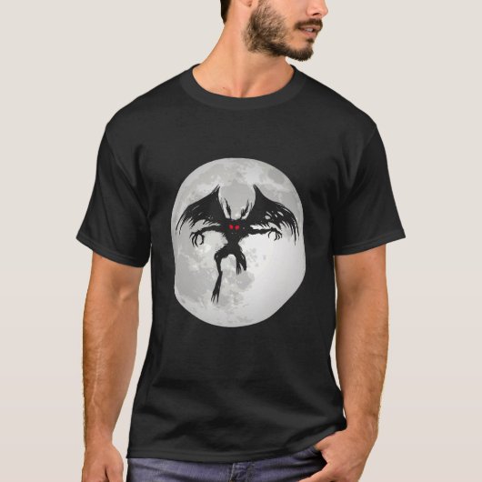 Mothman Cryptid怪物の民俗動物の月鳴き Tシャツ (正面)