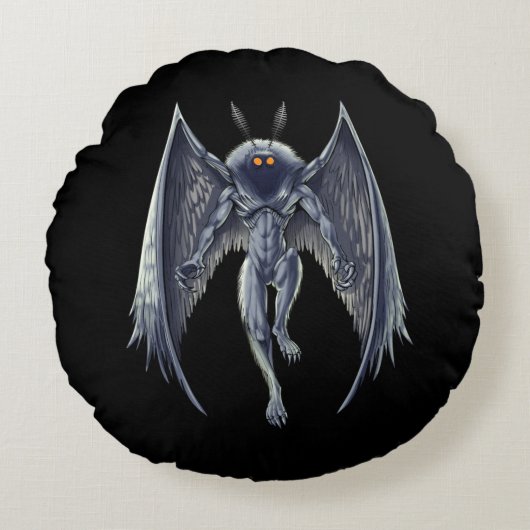 Mothman Cryptid生物 ラウンドクッション (正面)