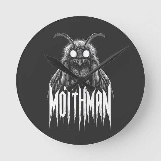 Mothman Cryptid Horror Gothic Paranormal Creature  ラウンド壁時計 (正面)