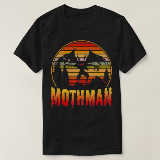 Mothman Cryptid Vintage Sunset  Tシャツ (デザイン正面)