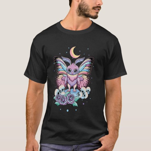 Mothman Moth Man Cute Kawaii Occult Satanic Pastel Tシャツ (正面)