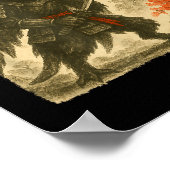 Mothman Samurai Japanese Warrior Costume Sumi-e Ar ポスター (角)