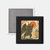 Mothman Samurai Japanese Warrior Costume Sumi-e Ar マグネット (正面/裏面)