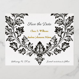 motif華美の結婚、日付を保存する 箔招待状ポストカード