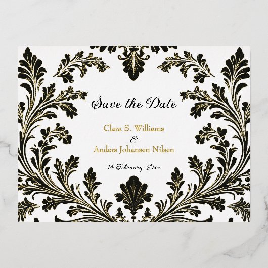 motif 華美金ゴールド結婚の日付を保存 箔シーズンポストカード (正面)