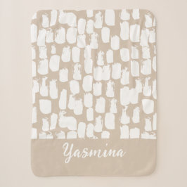 Motif abstrait minimaliste beige et blanc シェルパブランケット