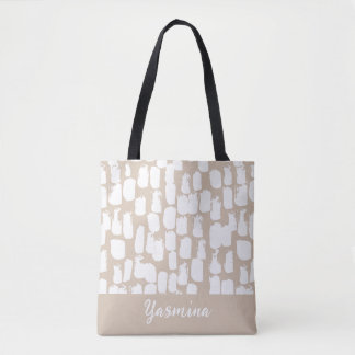 Motif abstrait minimaliste beige et blanc トートバッグ