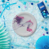 Motif abstrait rose blanc violet. ペーパープレート (パーティー)