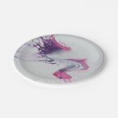 Motif abstrait rose blanc violet. ペーパープレート (アングル)