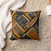 Motif africain noir et orange クッション (ブランケット)