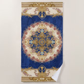 motif bleu et doré ビーチタオル (正面)