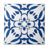 Motif bleu sur fond blanc タイル (正面)