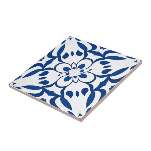 Motif bleu sur fond blanc タイル (側面)