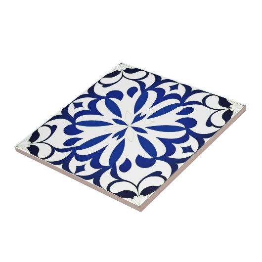 Motif bleu sur fond blanc タイル (側面)