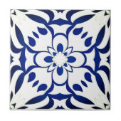 Motif bleu sur fond blanc タイル (正面)