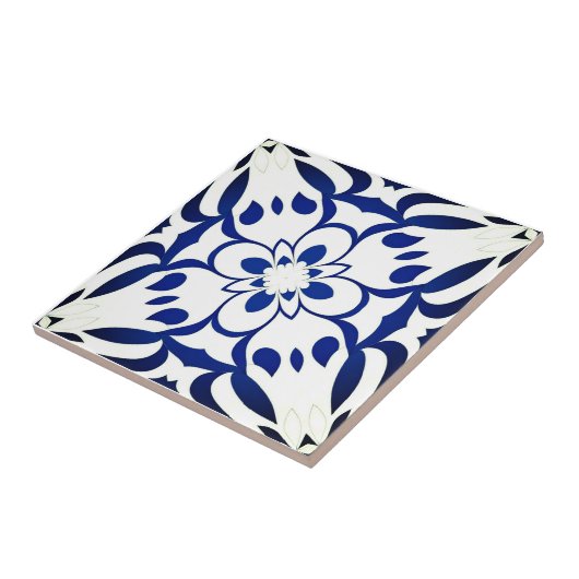 Motif bleu sur fond blanc タイル (側面)