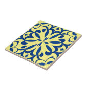 Motif bleu sur fond jaune タイル (側面)