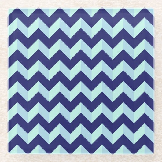Motif Chevron Bleu ガラスコースター (正面)