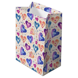 motif coeurs ミディアムペーパーバッグ