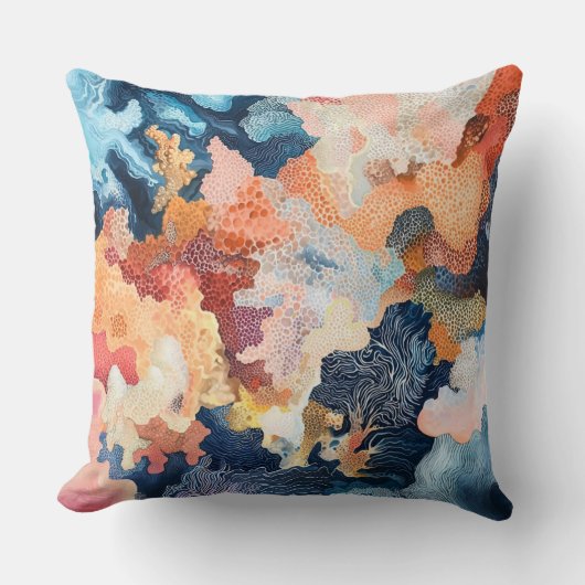 Motif corail abstrait pour déco marine 🌿 クッション (正面)