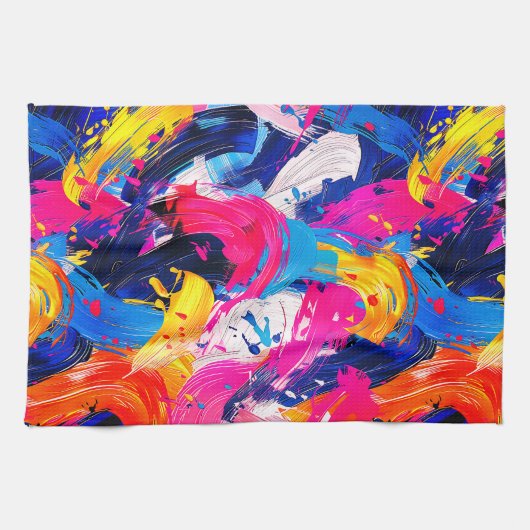 motif coups de pinceaux キッチンタオル (横)