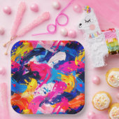 motif coups de pinceaux ペーパープレート (パーティー)