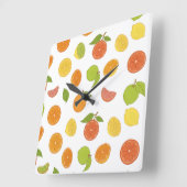 Motif de fruits d'agrumes スクエア壁時計 (傾斜)