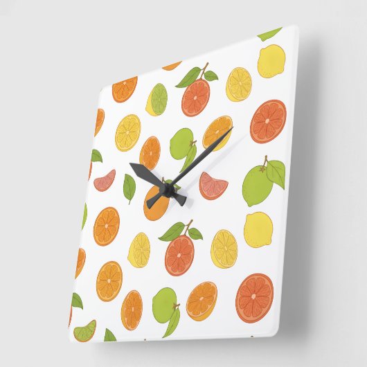 Motif de fruits d'agrumes スクエア壁時計 (傾斜)