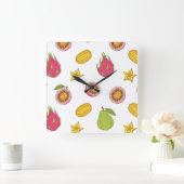 Motif de fruits exotiques - Mélange Paradis Tropic スクエア壁時計 (ホーム)