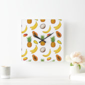 Motif de fruits tropicaux スクエア壁時計 (ホーム)