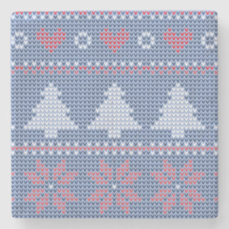 Motif de tricot de Noël Bleu ストーンコースター